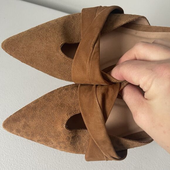 ABLE Women's Krista Slide Flats Washed Leopard Print Suede Tan Brown Size 7 - Picture 5 of 9